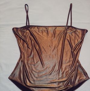 Boohoo Gold Metallic Bodysuit